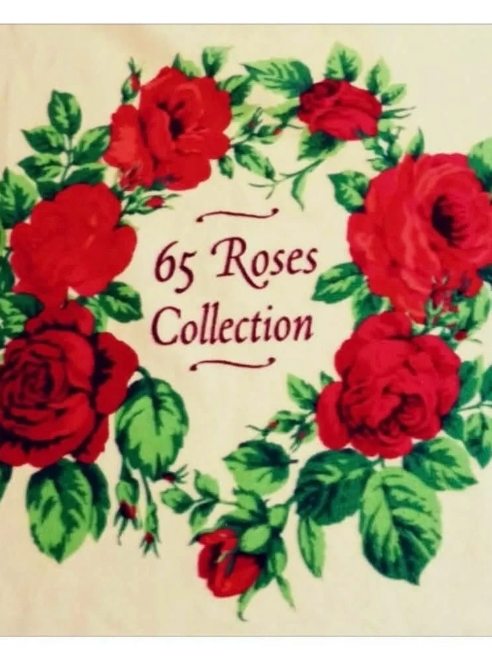 Vintage '65 Roses Collection' Floral Throw Blanket - Red & Green on Cream